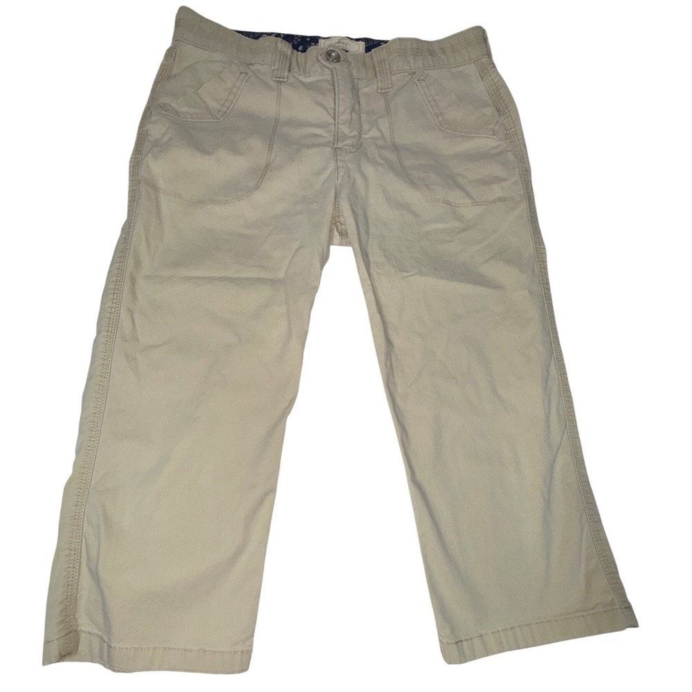 Levi's Cropped Chino Pants Womens 10 Tan Khaki Paisley Waistband Stretch